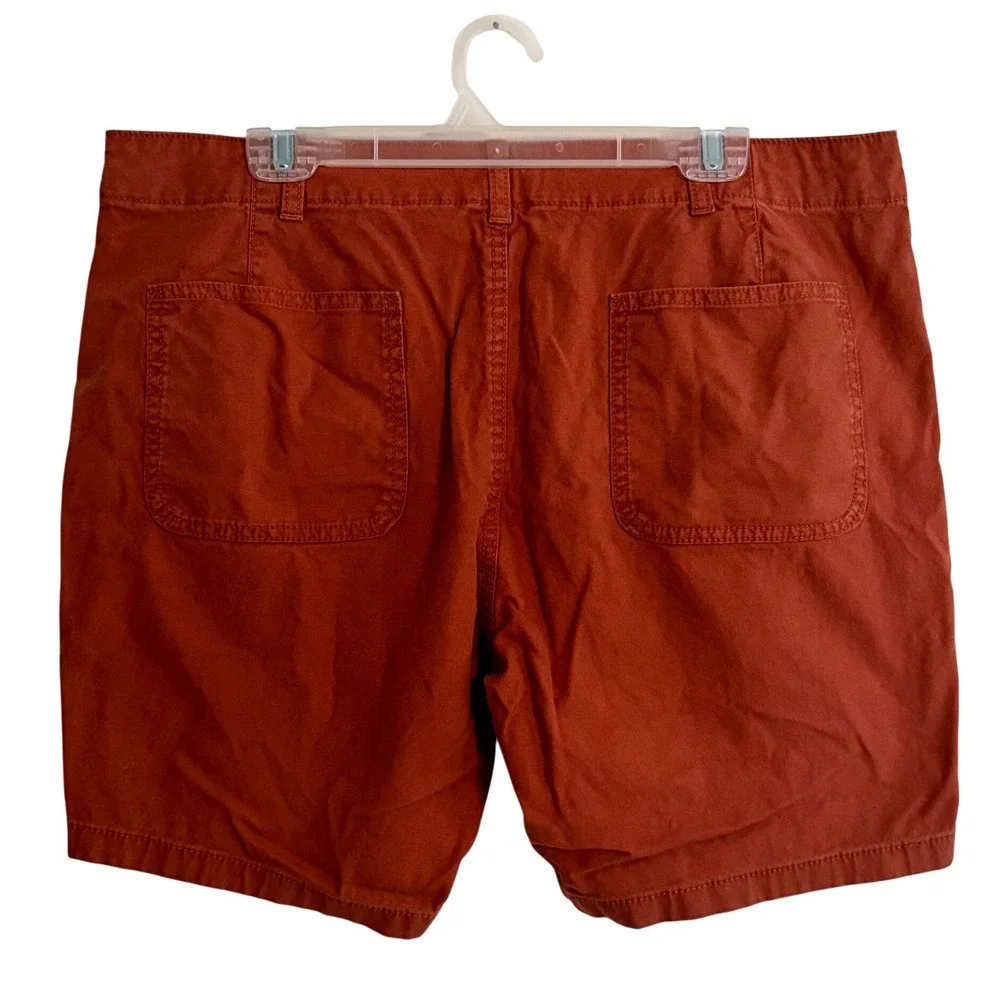 Mutual Weave Chino Shorts Mens 36 Rust Orange Cotton‎ Stretch Flat Front Casual